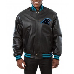 Carolina Panthers Varsity Black Leather Jacket